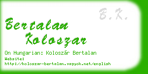 bertalan koloszar business card